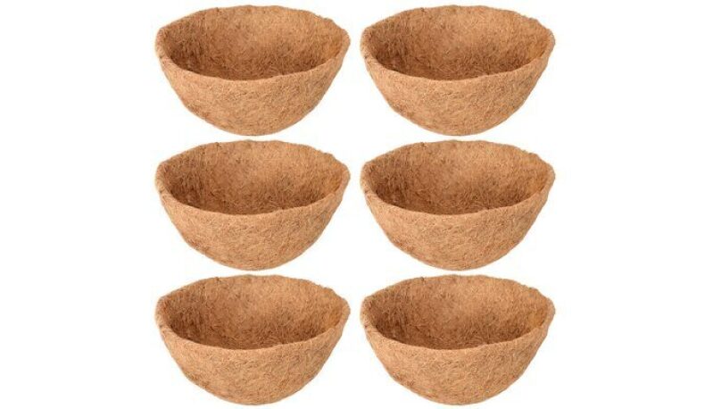 6 Pack 14 Inch Hanging Basket Coco Liners Replacement, Round