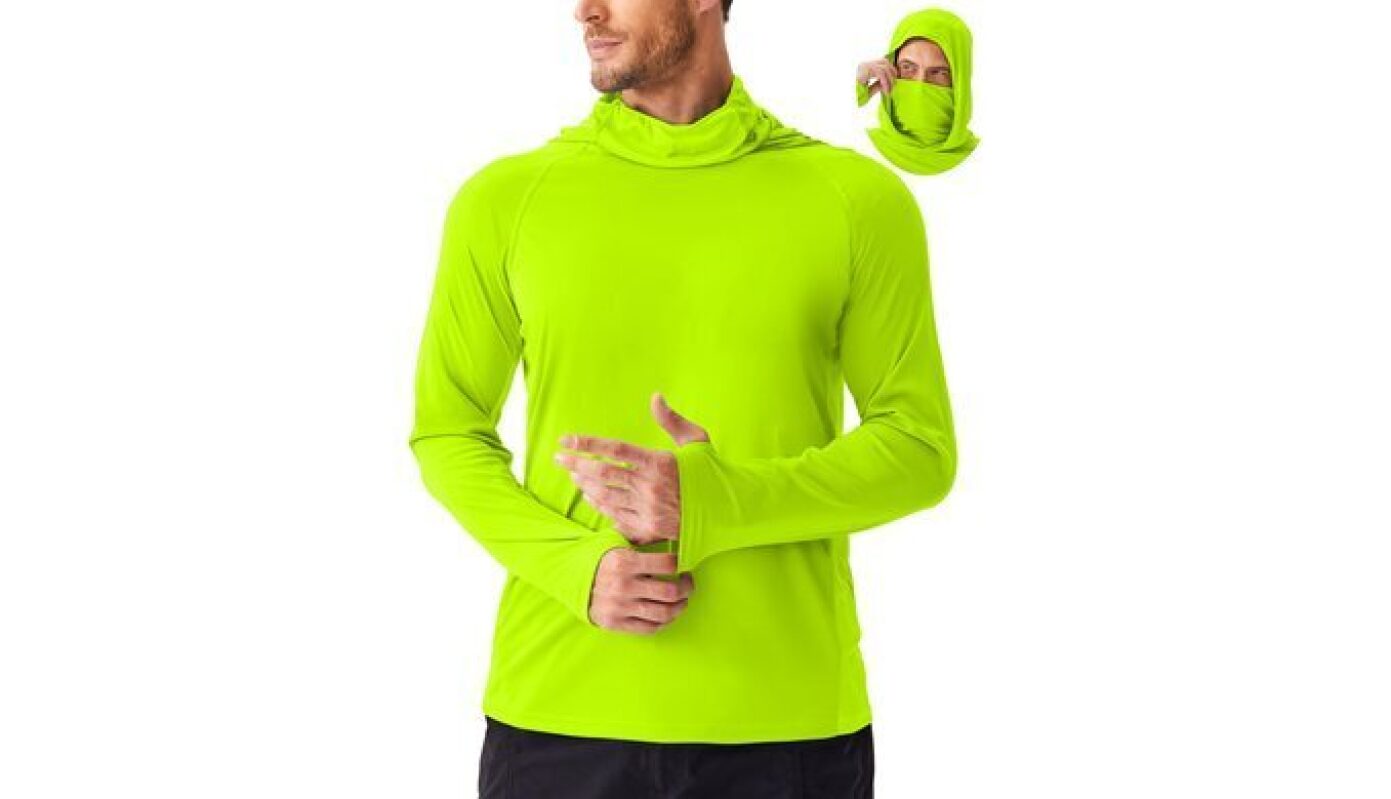 PINSPARK UPF 50+ Sun Hoodie Long Sleeve Fishing Shirts for Men with Mask