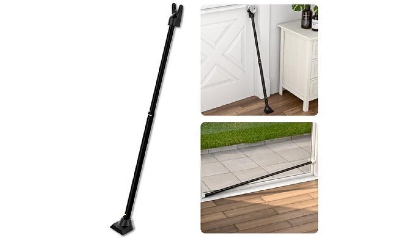 Securityman 2-in-1 Door Security Bar & Sliding Patio Door Security Bar – Constructed of High Grade Iron – Black