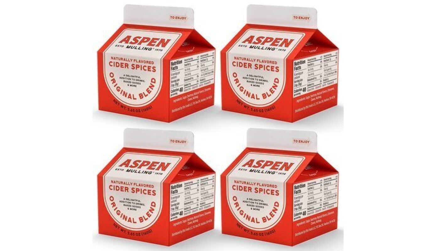 Aspen Mulling Cider Spices Original Blend. Cinnamon, Nutmeg, & Clove. Holiday Mulling Spice Mix for Spiced Cider, Mulled Red Wine, & Festive Winter Beverage Mix. 5.65 oz. (Pack of 4)