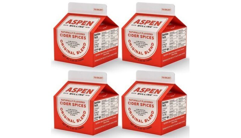 Aspen Mulling Cider Spices Original Blend. Cinnamon, Nutmeg, & Clove. Holiday Mulling Spice Mix for Spiced Cider, Mulled Red Wine, & Festive Winter Beverage Mix. 5.65 oz. (Pack of 4)