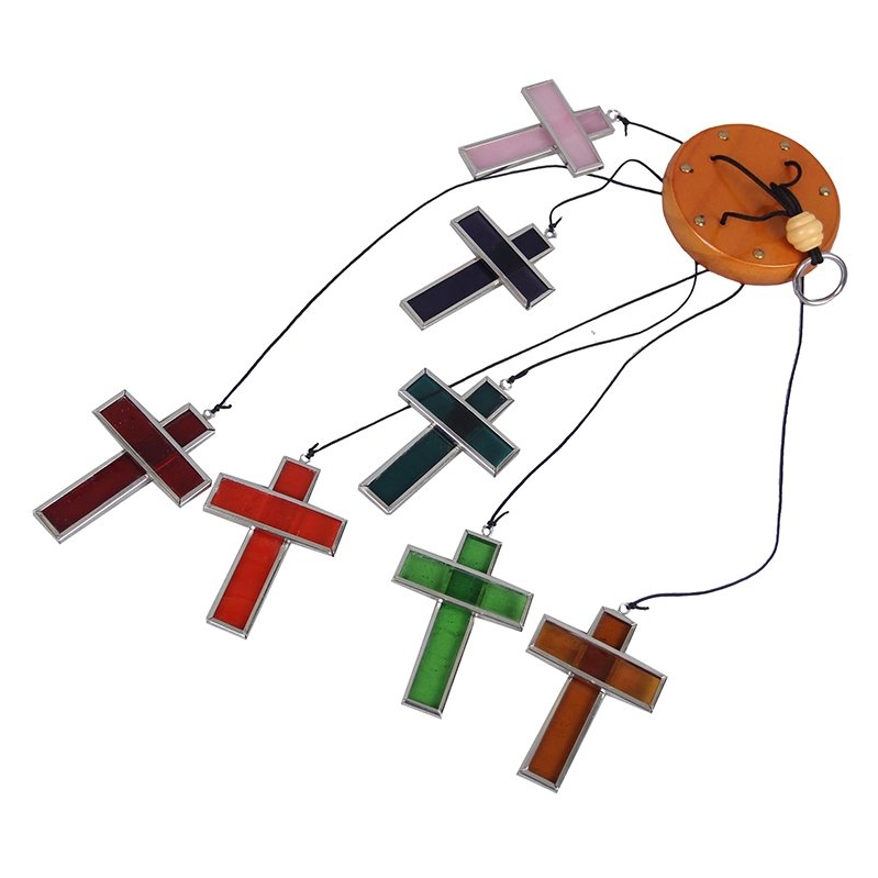Multicolor Glass Cross Suncatcher