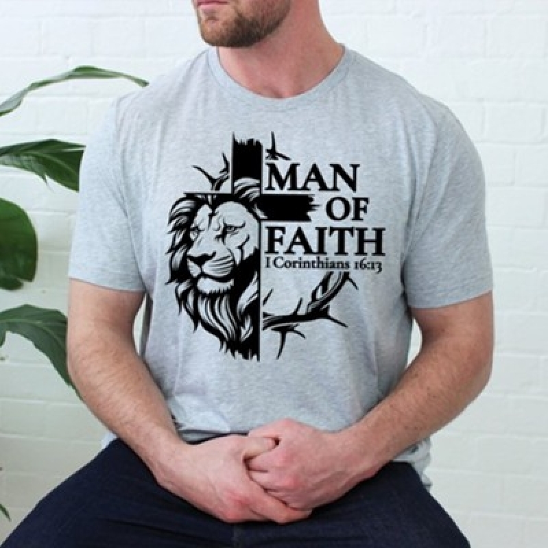 Man of Faith Shirt, Silver Birch, All kinds of size