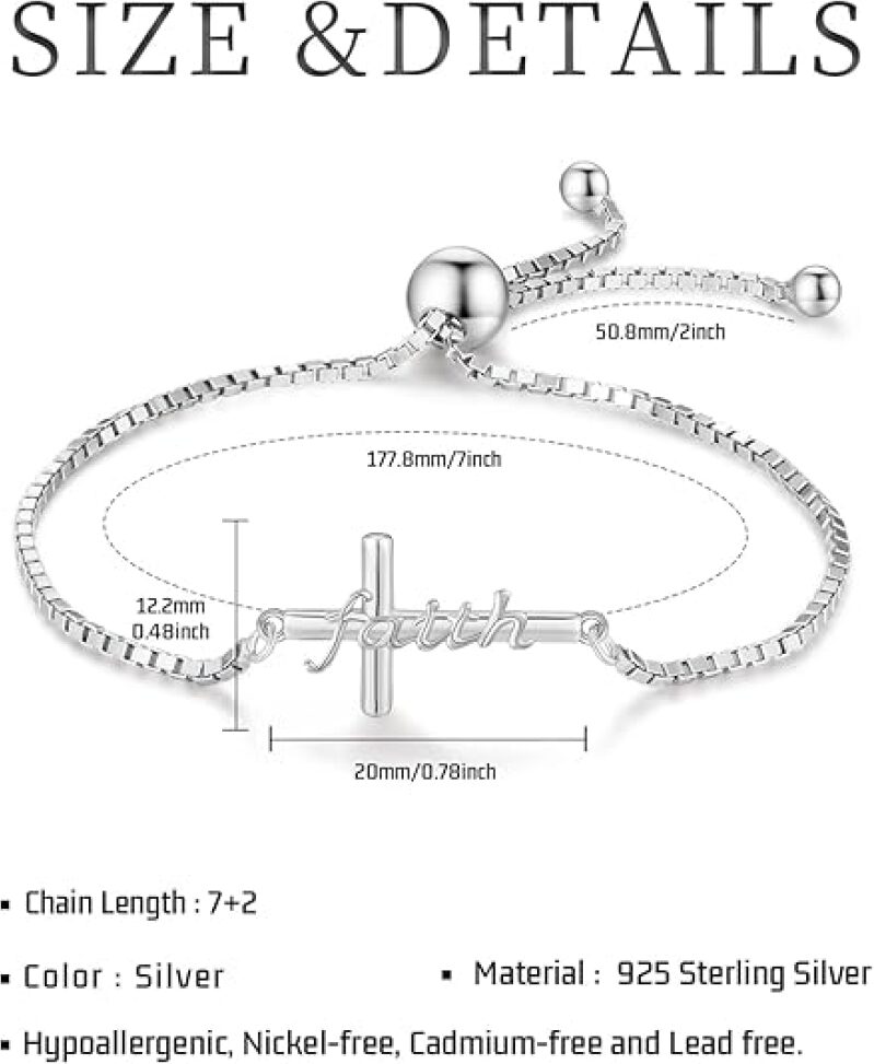 Midir&Etain Cross Bracelet 925 Sterling Silver Faith Bracelet