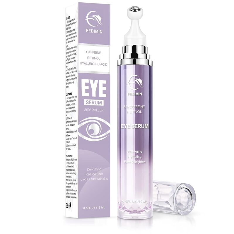 Caffeine Eye Cream for Dark Circles & Puffiness - Anti-Aging Under Eye Serum with Hyaluronic Acid & Retinol
