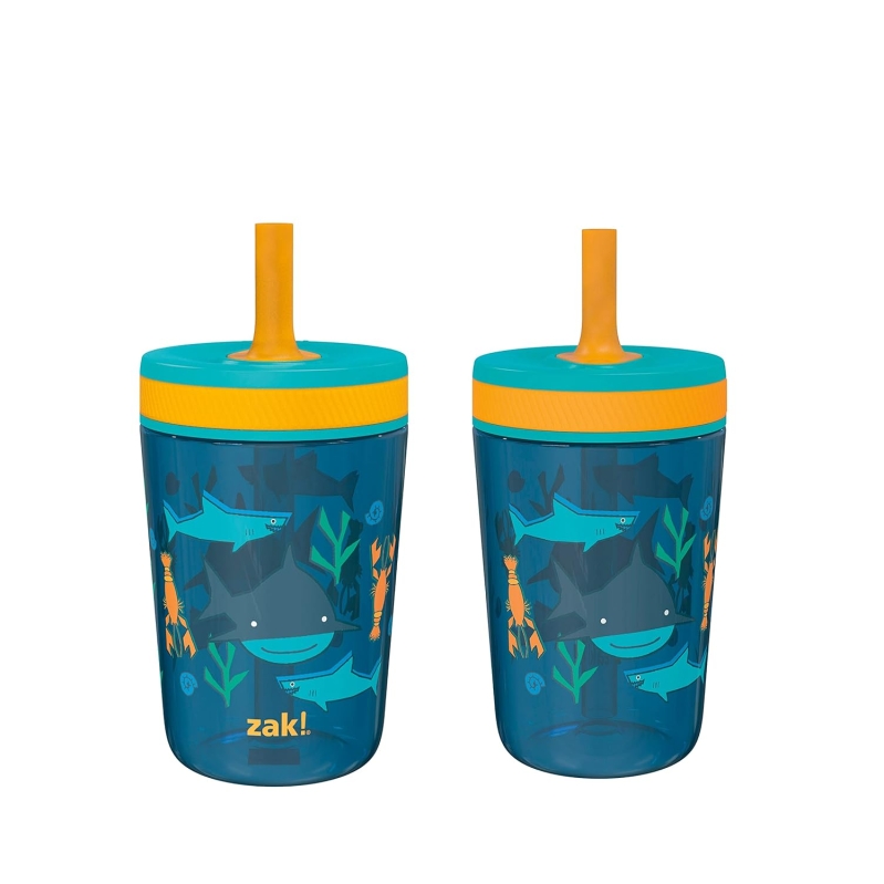 Zak Designs Kelso 15 oz Kids Tumbler Set (Underwater) - Leak-Proof with Straw