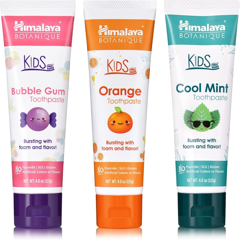 Himalaya Botanique Kids Toothpaste - Fluoride-Free, Xylitol, Variety Pack