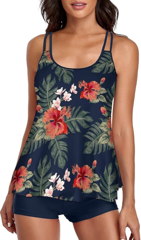 Urchics Womens 2025 Tankini Swimsuits - Tummy Control Flowy Swimwear with Boyshorts