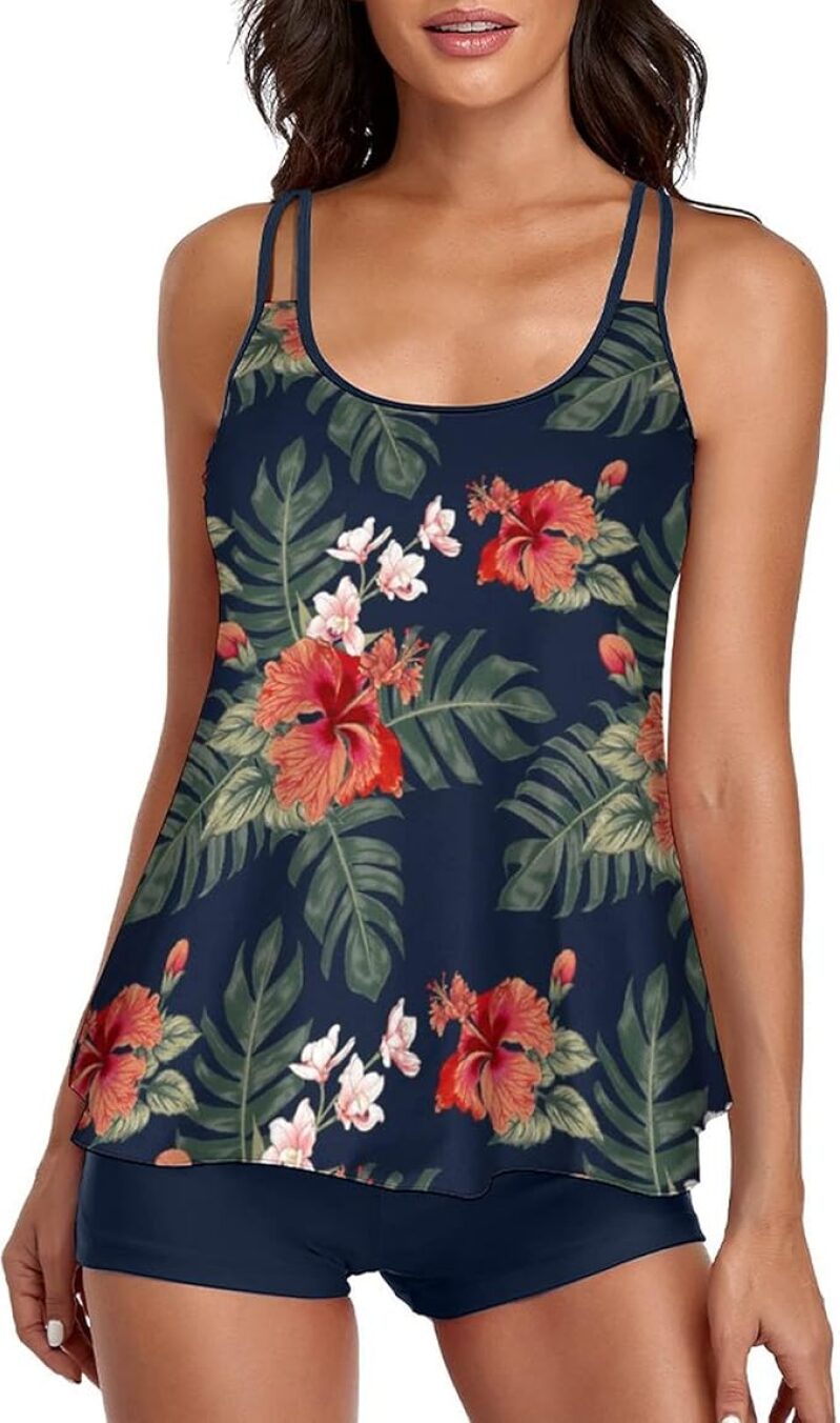 Urchics Womens 2025 Tankini Swimsuits - Tummy Control Flowy Swimwear with Boyshorts