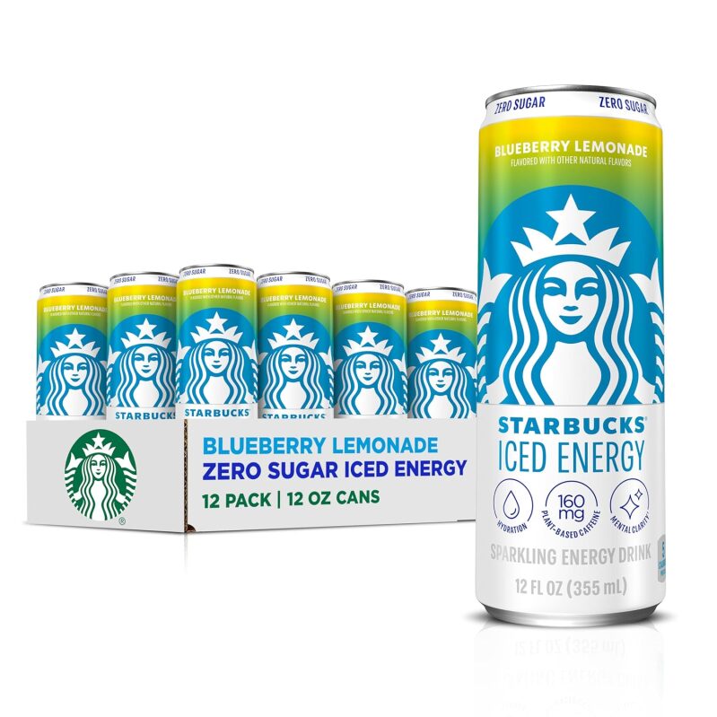 Starbucks Iced Energy Drink - Blueberry Lemonade, Zero Sugar, Plant-Based Caffeine (12-Pack)