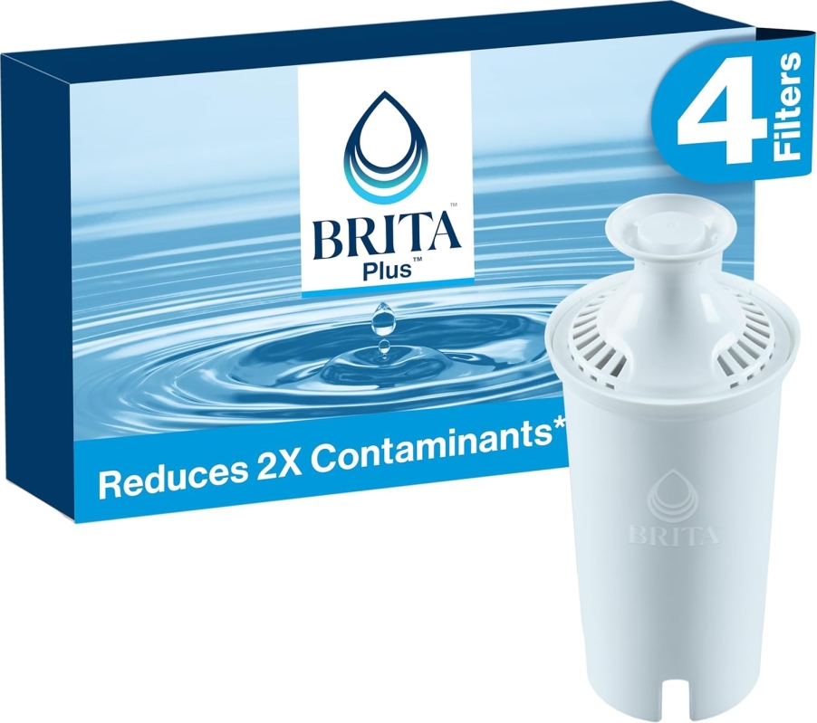 Brita Plus Water Filter Replacement (4-Pack) | Traps 2x More Contaminants