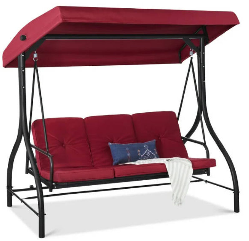 3-Seat Outdoor Converting Canopy Swing and Daybed | Patio Glider Hammock
