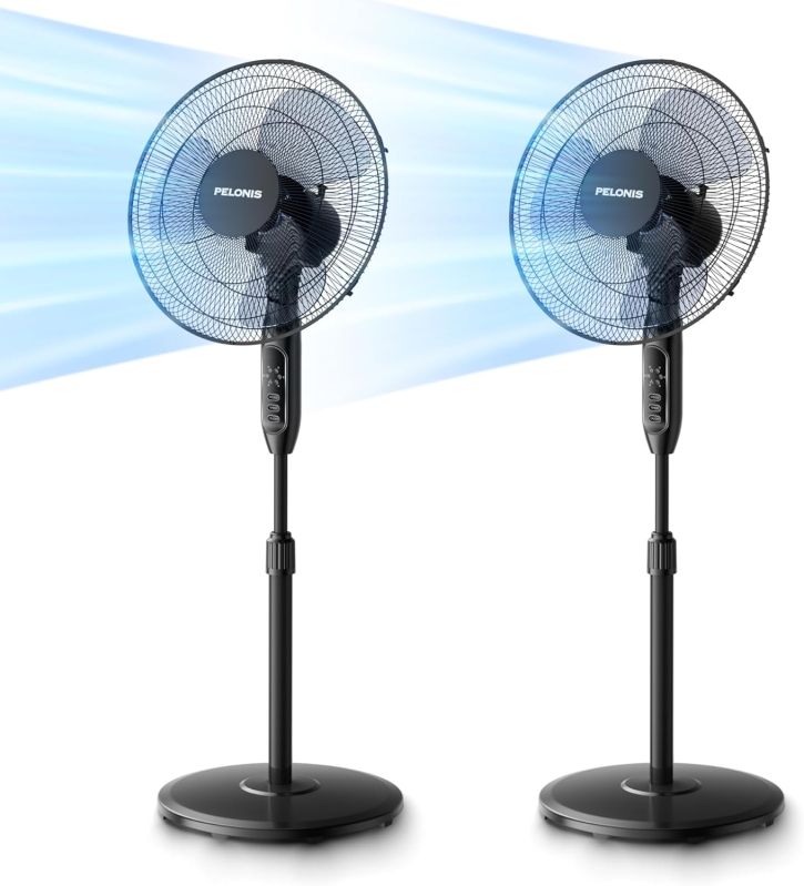 PELONIS 16-Inch Pedestal Fan with Remote (2-Pack)