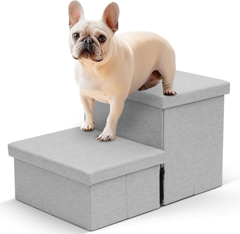 Heeyoo Foldable Dog Stairs with Hidden Storage