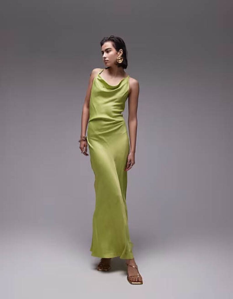 Topshop Cowl Neck Cross-Back Maxi Dress