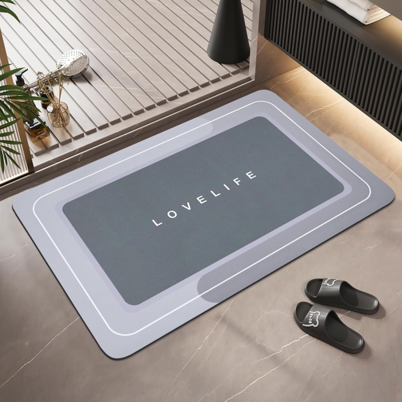 Quick-Dry Diatomaceous Earth Bath Mat (Rubber Non-Slip)