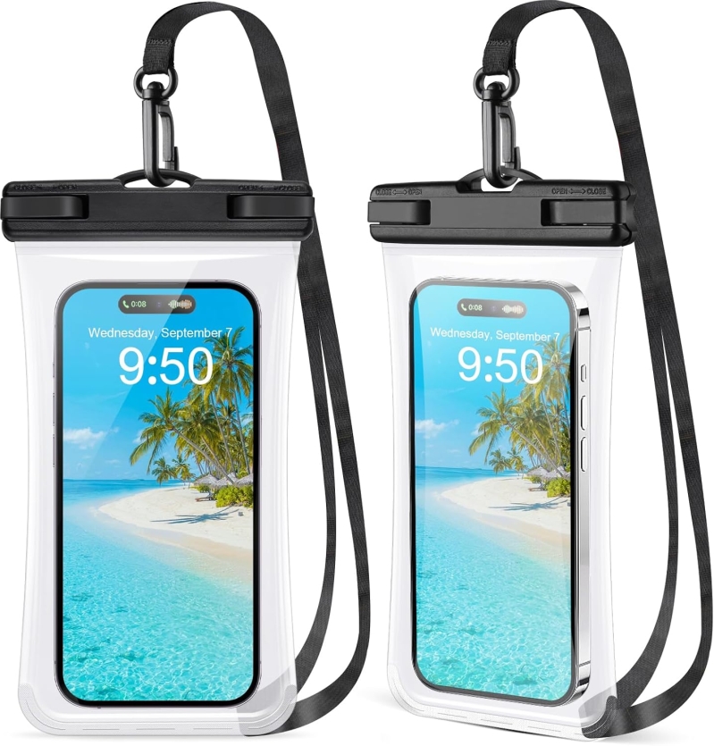 2 Pack Waterproof Phone Pouch – IPX8 Certified Dry Bag Case for iPhone 15 Pro Max, Galaxy S24, Pixel 8a, Up to 7.2