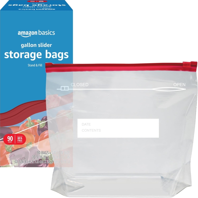 Amazon Basics Slider Gallon Food Storage Bags, 90 Count