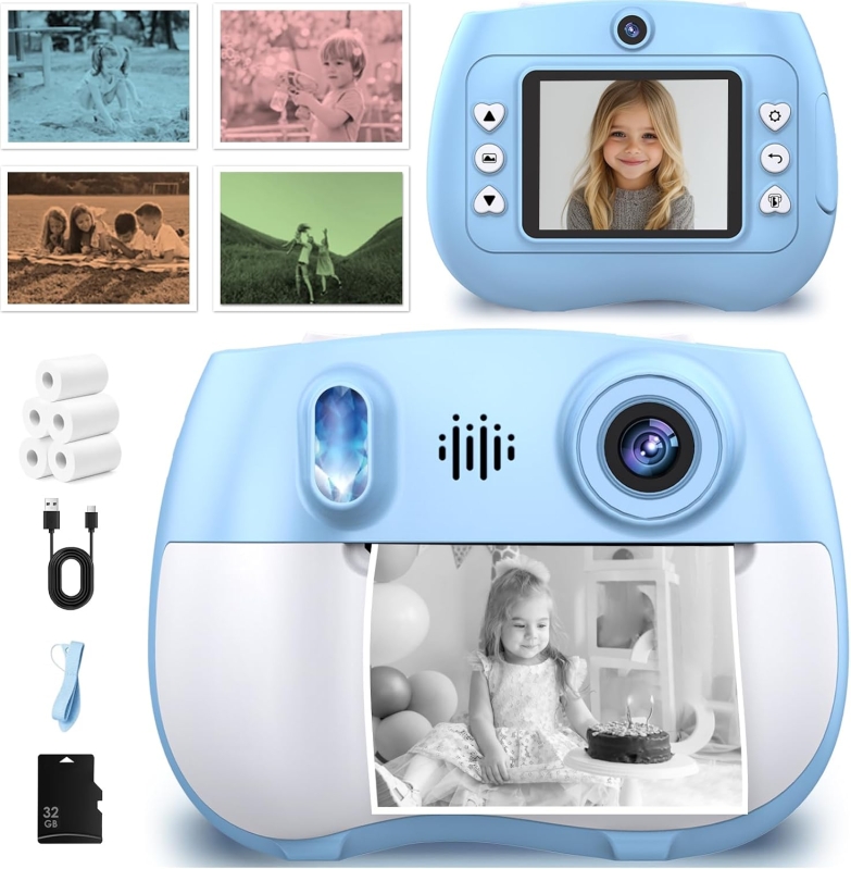 Kids Instant Print Camera with 5-Color Printing