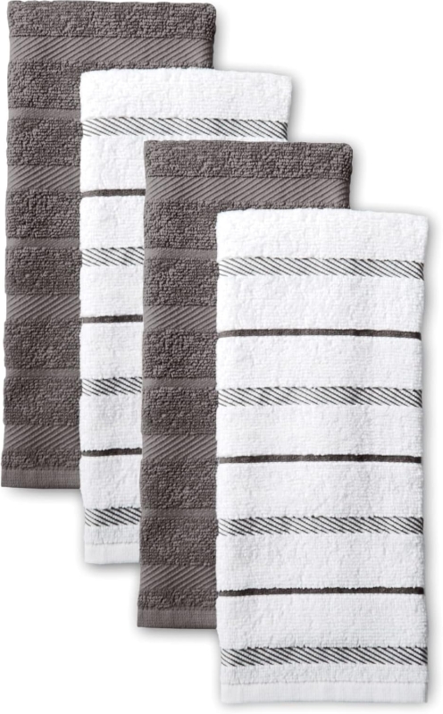 KitchenAid Albany 4-Pack Kitchen Towel Set, Charcoal Grey