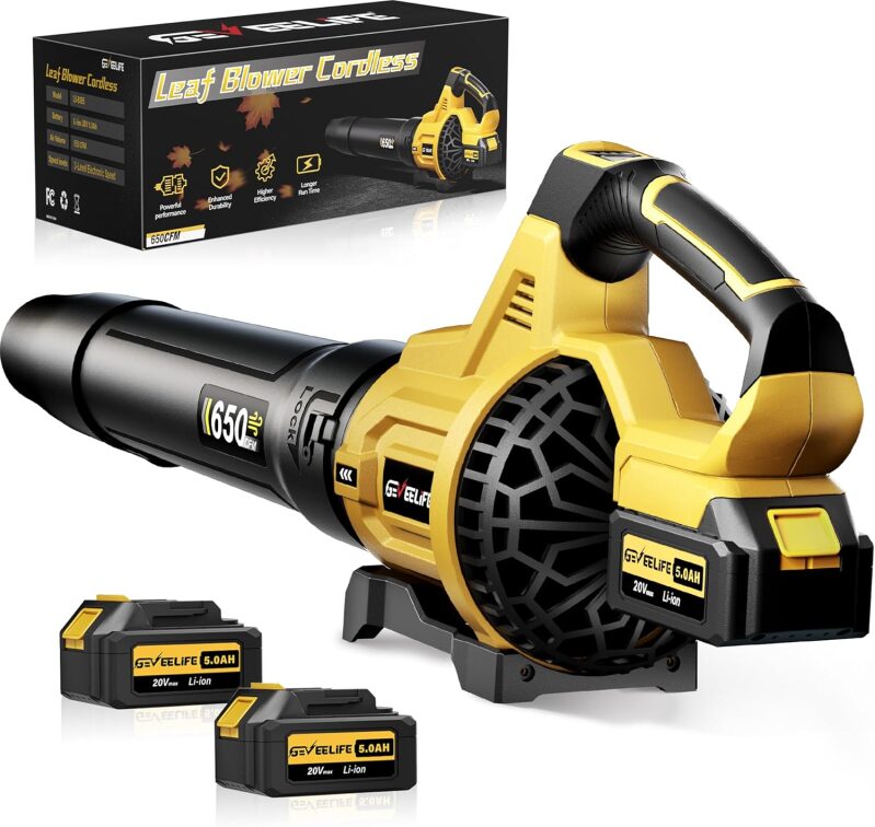 650 CFM Cordless Leaf Blower with Two 5.0Ah Batteries