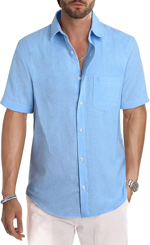 JMIERR Men's Casual Striped Button-Up Shirt