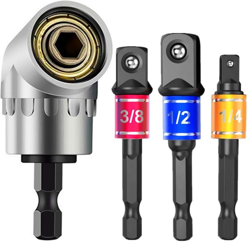 Drill Socket Adapter & Right Angle Driver Attachment Set