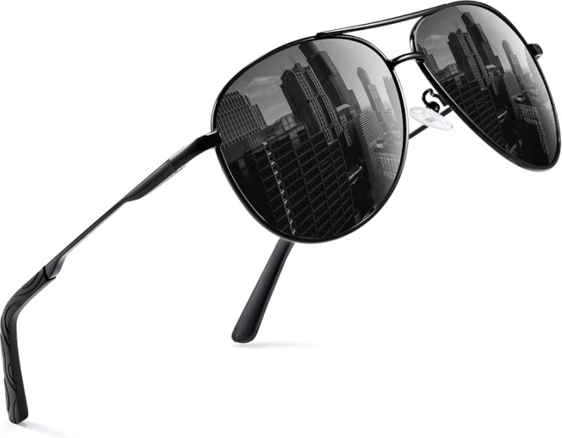 phikttu Polarized Aviator Sunglasses with Spring Hinge