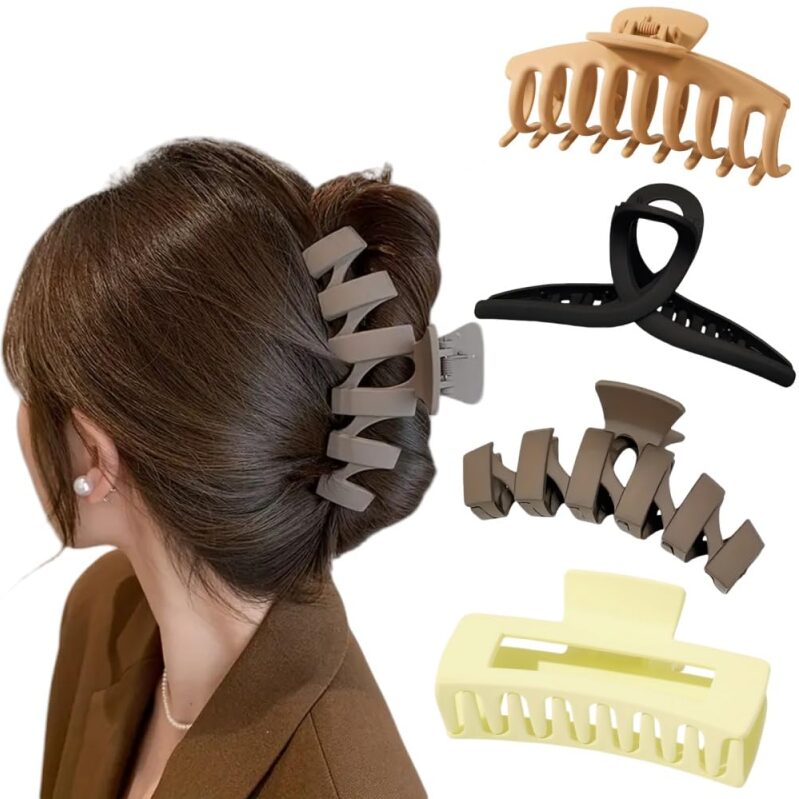 4-Pack Large Rectangle Hair Claw Clips
