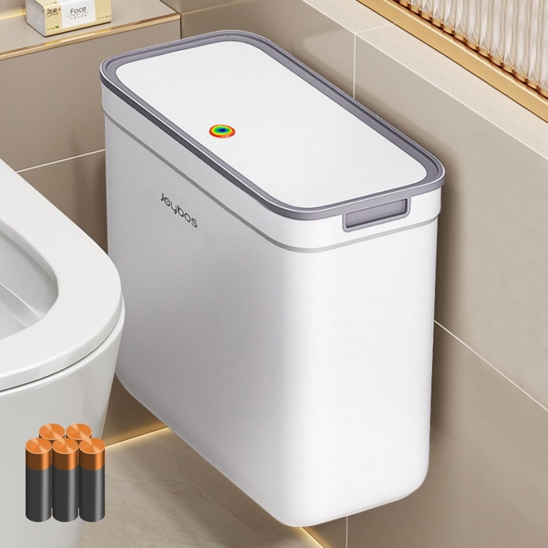 O-MART Small Slim Bathroom Trash Can with Lid