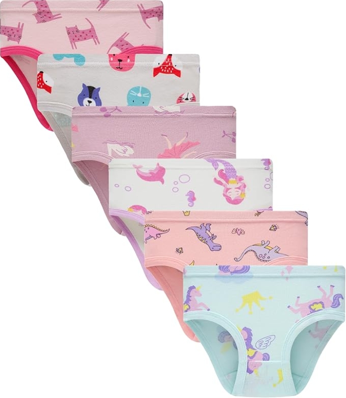 Hahan Toddler Girls' 100% Cotton Underwear Briefs (6-Pack)