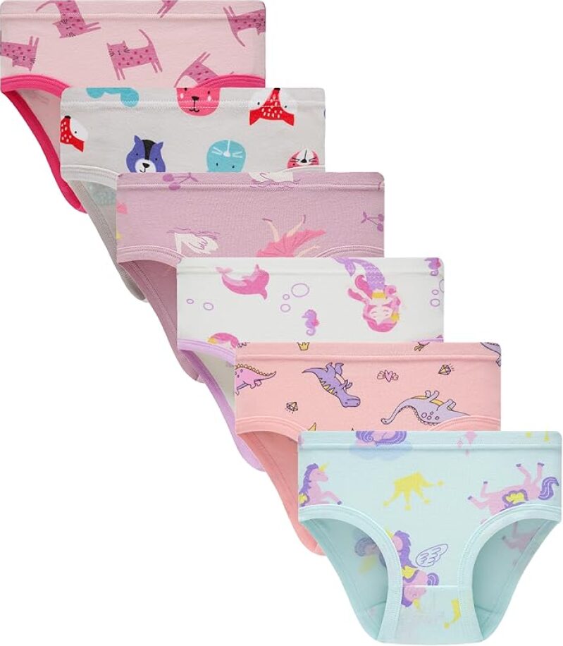Hahan Toddler Girls' 100% Cotton Underwear Briefs (6-Pack)
