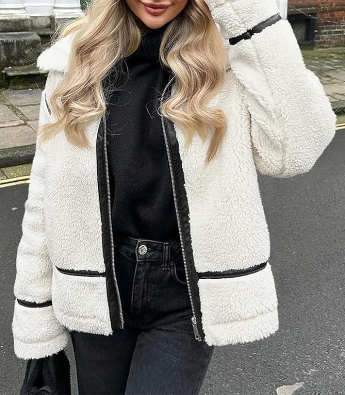 Tankaneo Women's Faux Fur and Leather Moto Jacket