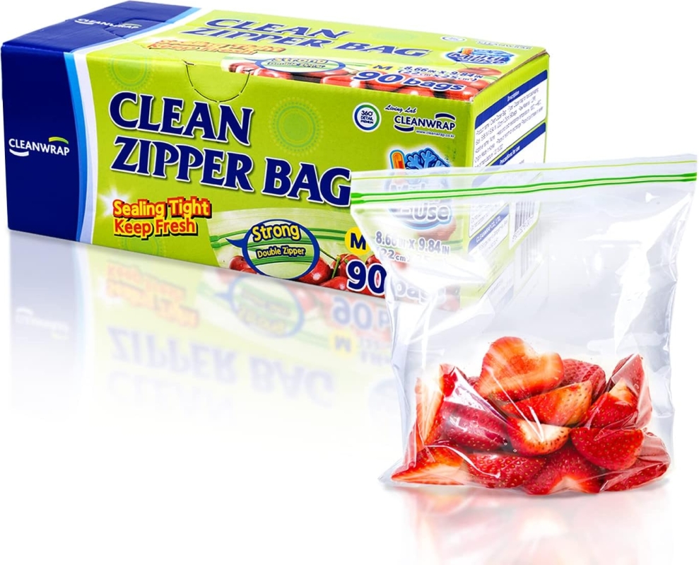Clean Double Zipper Freezer and Storage Bags (90 Count)