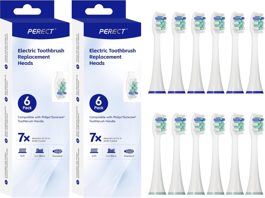 PERECT Replacement Toothbrush Heads for Philips Sonicare (12-Pack)
