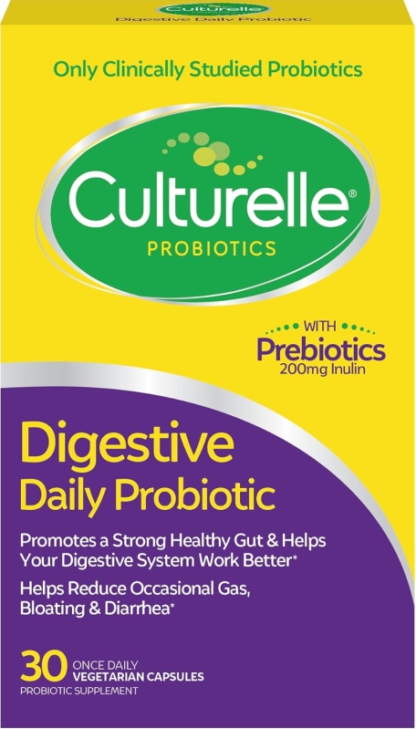 Culturelle Daily Probiotic Capsules - LGG Strain for Digestive & Gut Health (30 Count)