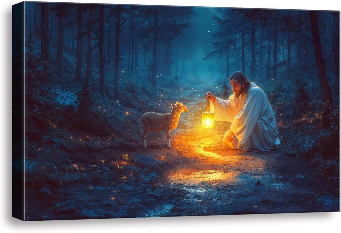Jesus and Lost Lamb Canvas Wall Art (24
