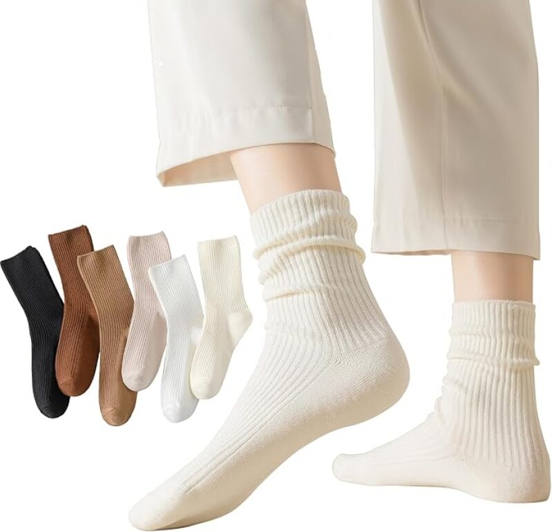Flydo 6 Pack: Cute Cotton Crew Socks for Women - Soft, Casual & Aesthetic Athletic Wear