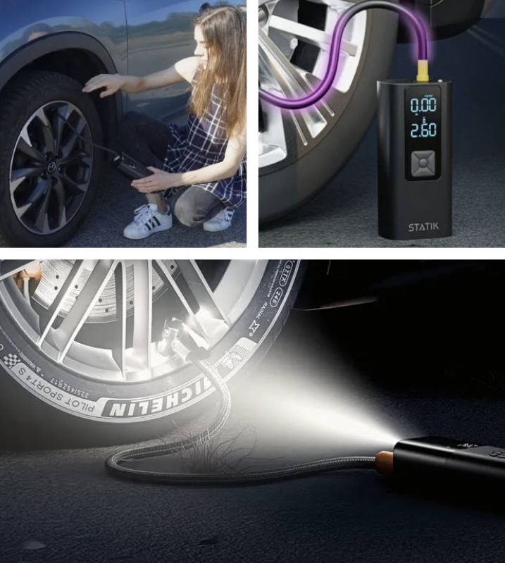 TireHero Smart Portable Air Pump: Cordless Tire Inflator with 6000mAh Power Bank