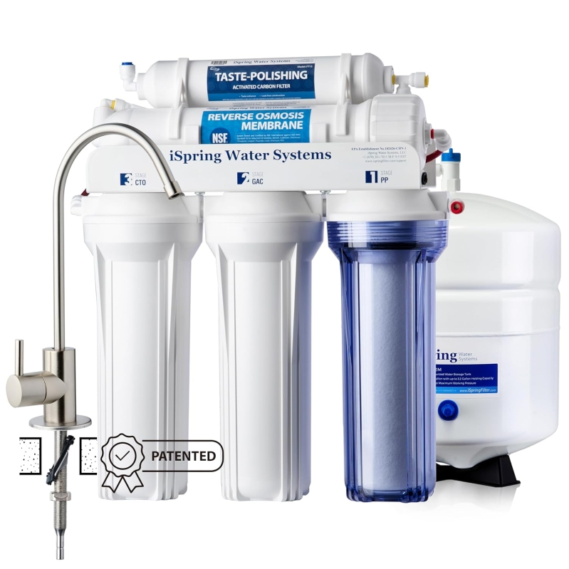 iSpring RCC7 5-Stage Reverse Osmosis Under Sink Water Filtration System 75 GPD