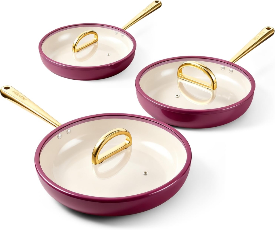 ROYDX 6-Piece Titanium Ceramic Nonstick Frying Pan Set (8