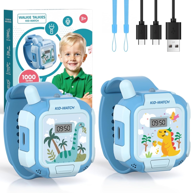 Rechargeable Walkie Talkie Watch for Kids with 3274FT Range and DIY Stickers
