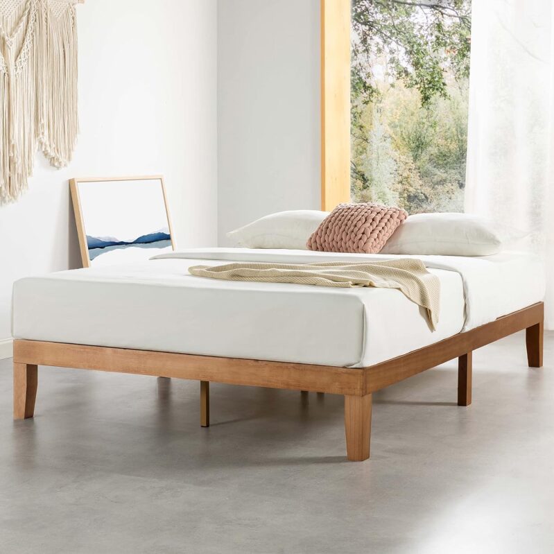 Mellow Naturalista Classic 12 Inch Solid Wood King Platform Bed Frame Natural Pine