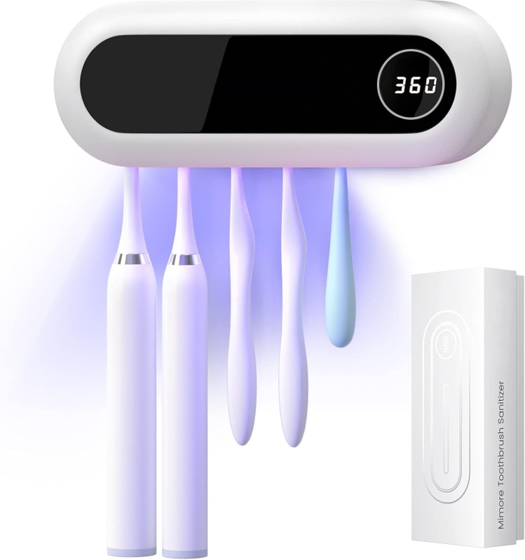 MIMORE Wall Mounted Toothbrush Holder with 5 Slots and Timer Function