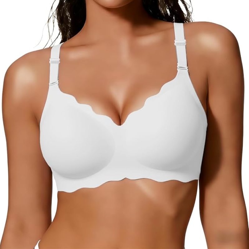 COCOMARTS Wireless Jelly Bra for Women - Seamless Scalloped Push Up Bralette