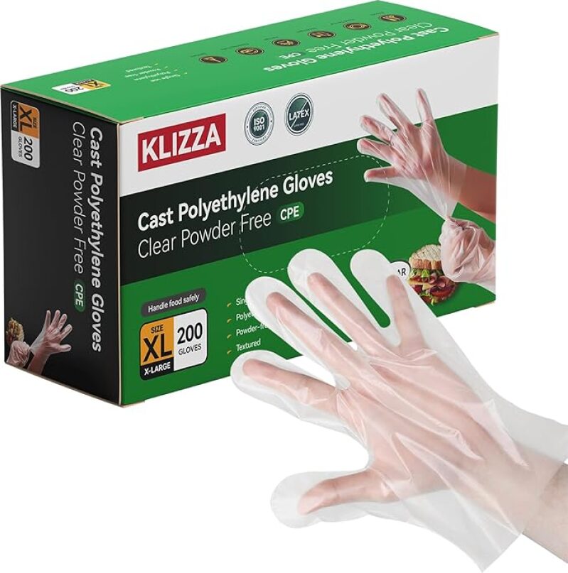 1000 Pcs Disposable Food Grade Clear CPE Plastic Gloves - Latex & Powder Free