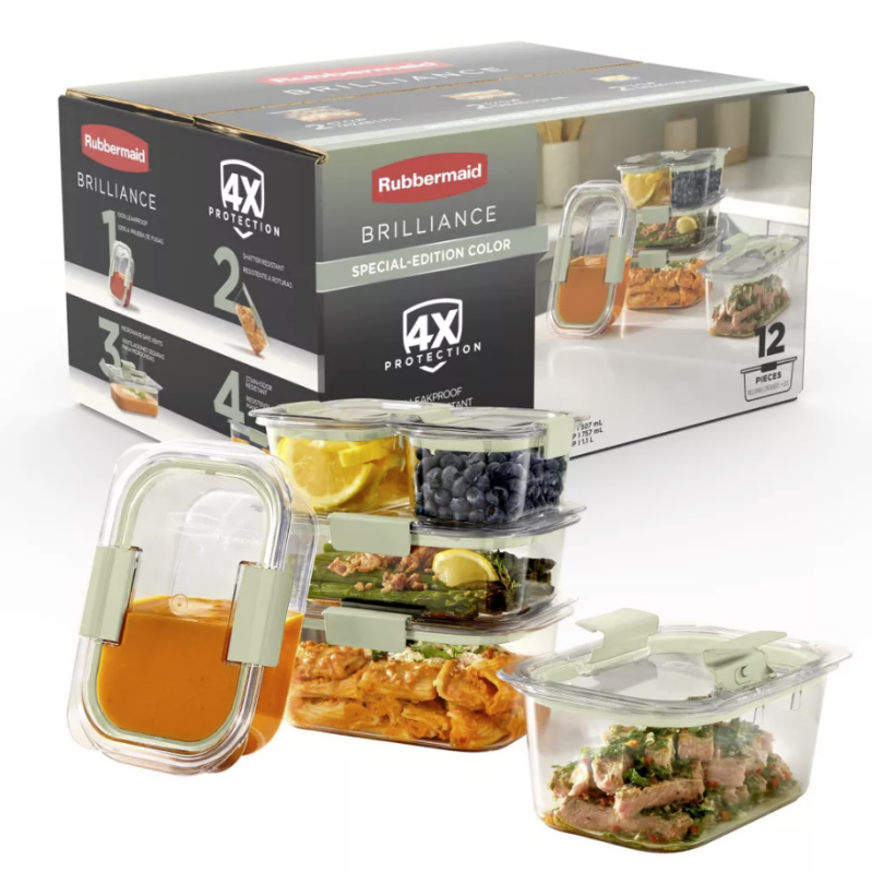 Rubbermaid Brilliance 12-Piece Food Storage Container Set - Special Edition Sage Green