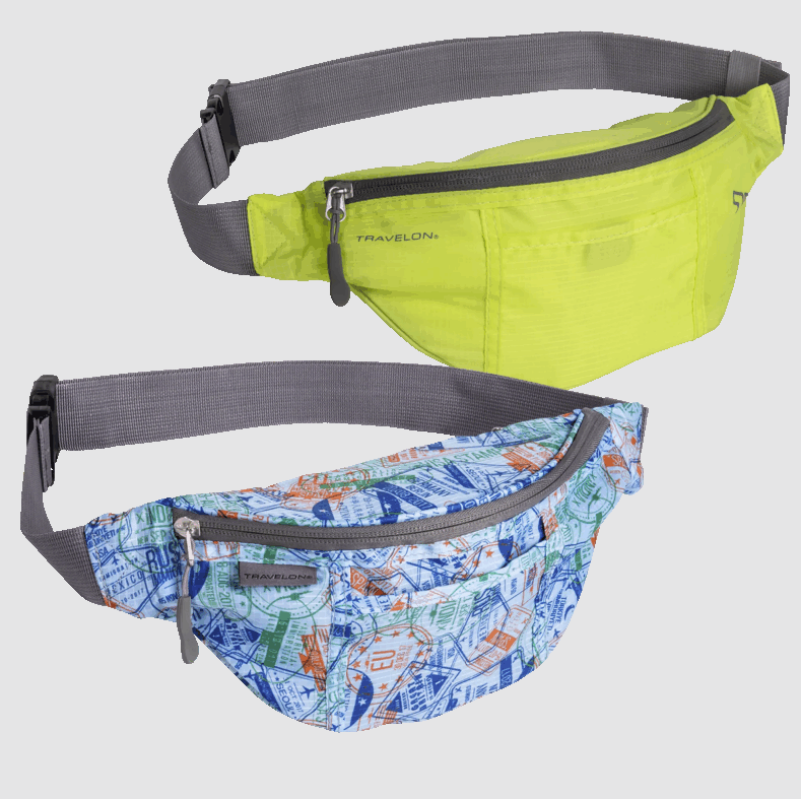 Travelon Lightweight Top-Zip Waist Pack - 2-Pack Assorted