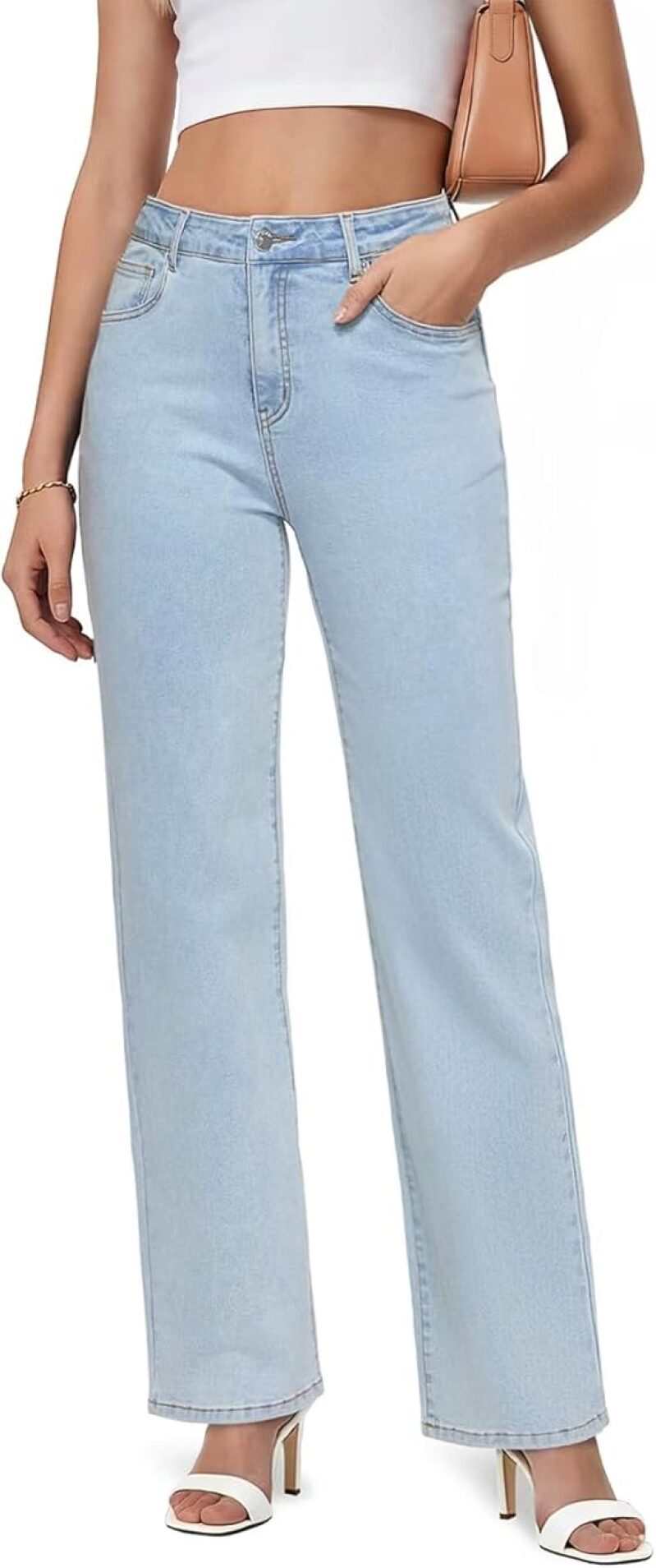 High Waisted Straight Leg Jeans for Women - Y2K Loose Fit Wide Leg Denim