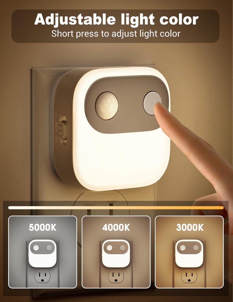 JandCase Motion Sensor Plug-in Night Light - 3CCT 2-Pack